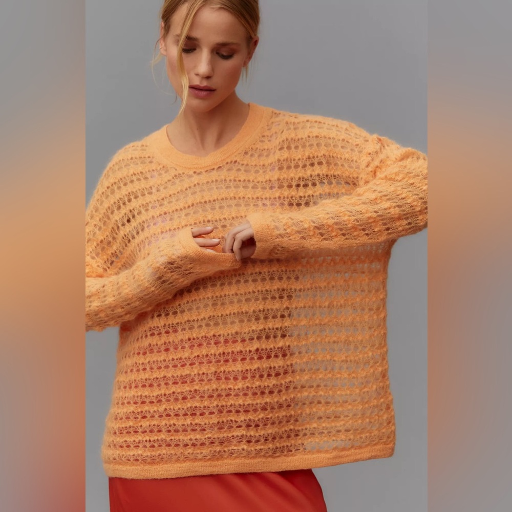 Pilcro Wool Open-Stitch Pullover Sweater